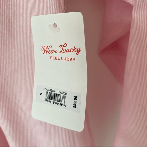 Lucky Brand NWTs Pink Stripe Poplin Lace-Up Blouse Top size small - Picture 8 of 12